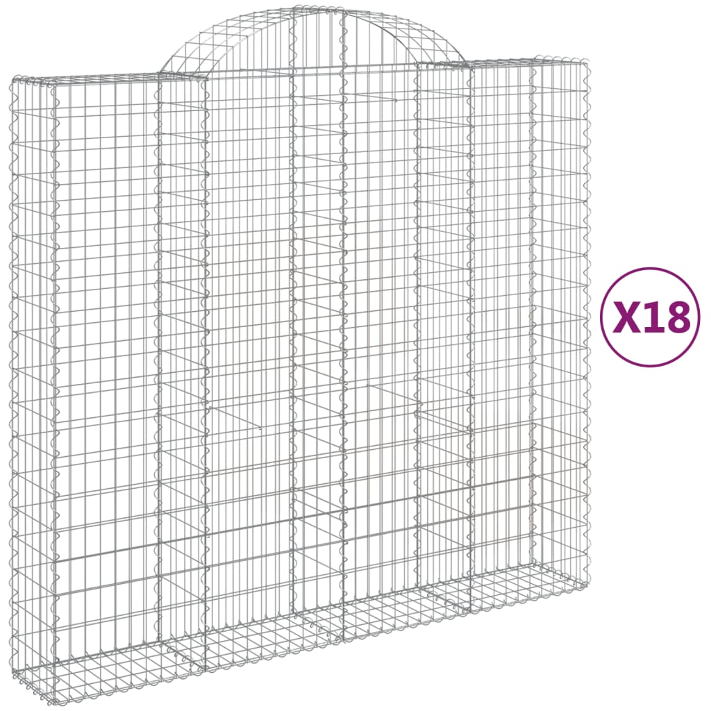 buede gabionkurve 18 stk. 200x50x180/200 cm galvaniseret jern