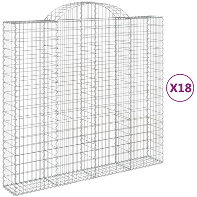 buede gabionkurve 18 stk. 200x50x180/200 cm galvaniseret jern