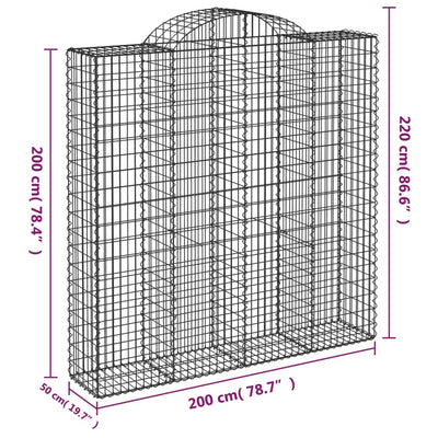 buede gabionkurve 2 stk. 200x50x200/220 cm galvaniseret jern