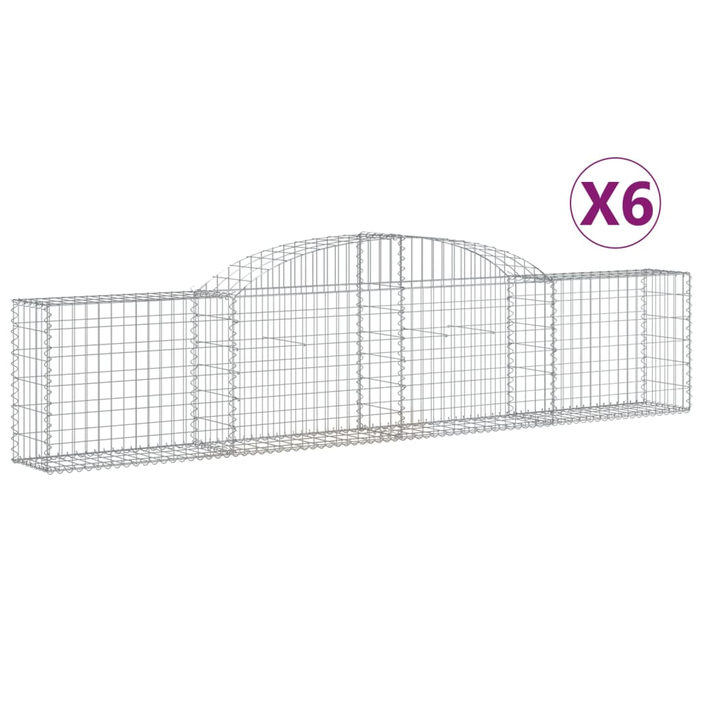 buede gabionkurve 6 stk. 300x30x60/80 cm galvaniseret jern