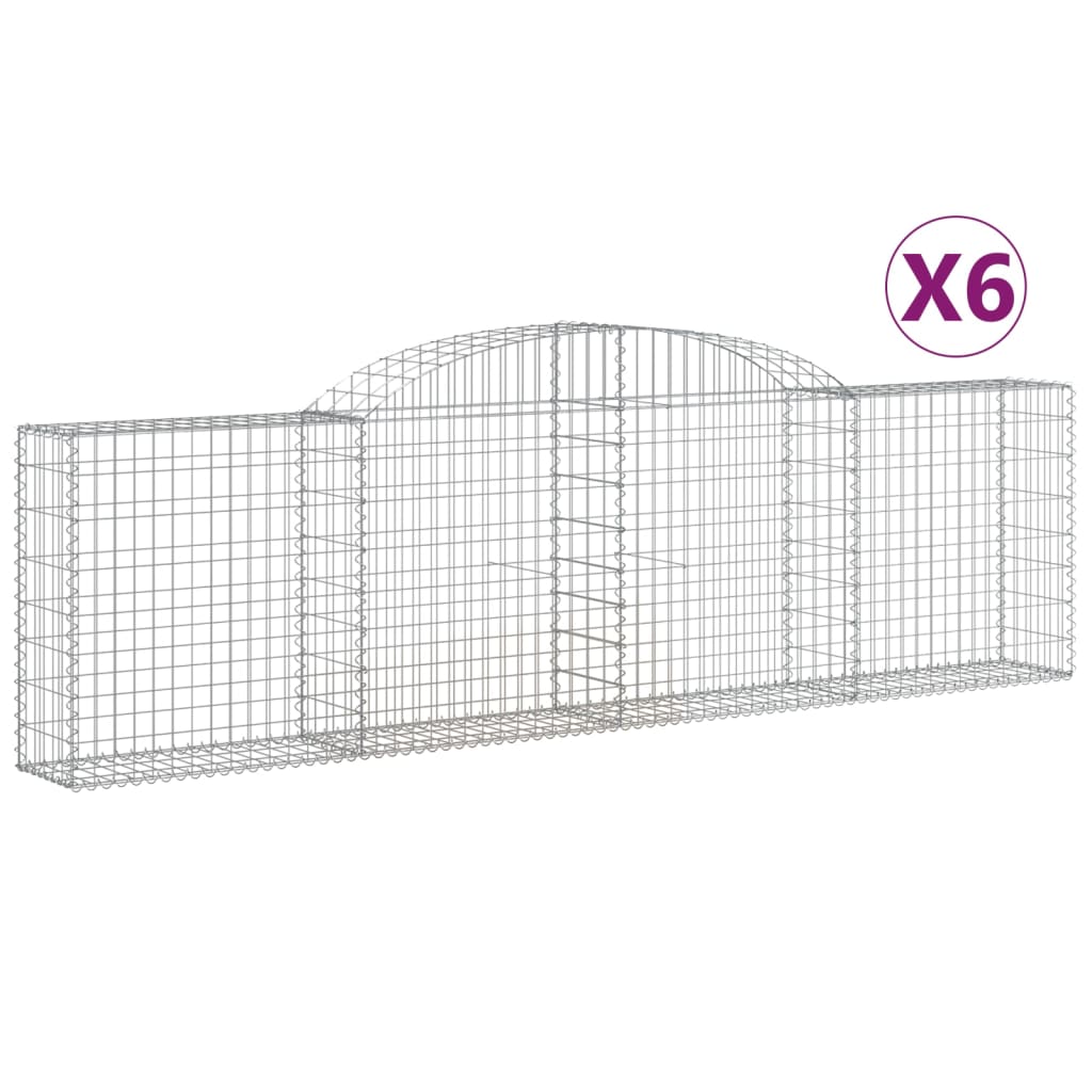 buede gabionkurve 6 stk. 300x30x80/100 cm galvaniseret jern