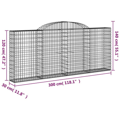 buede gabionkurve 2 stk. 300x30x120/140 cm galvaniseret jern