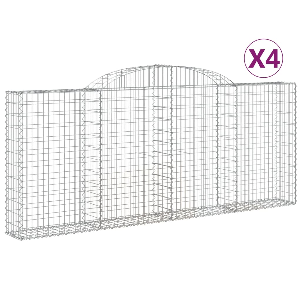 buede gabionkurve 4 stk. 300x30x120/140 cm galvaniseret jern