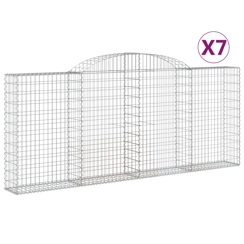 buede gabionkurve 7 stk. 300x30x120/140 cm galvaniseret jern