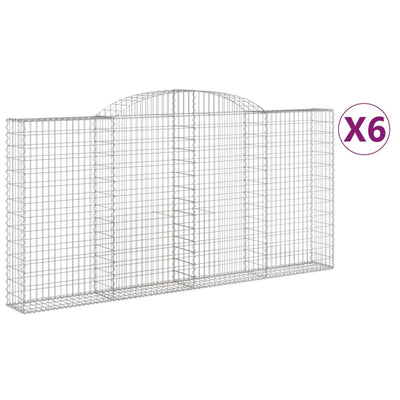 buede gabionkurve 6 stk. 300x30x140/160 cm galvaniseret jern