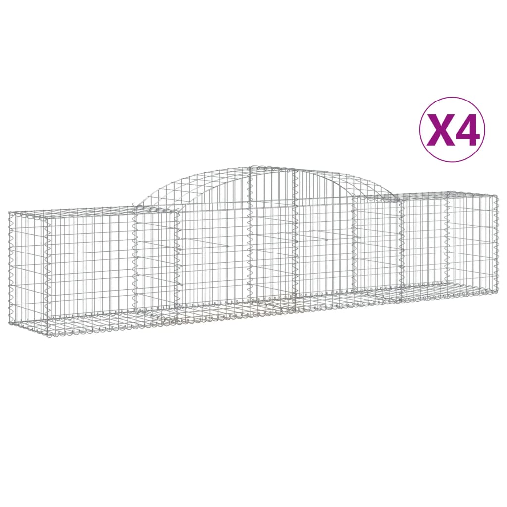 buede gabionkurve 4 stk. 300x50x60/80 cm galvaniseret jern