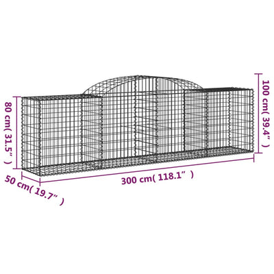 buede gabionkurve 3 stk. 300x50x80/100 cm galvaniseret jern