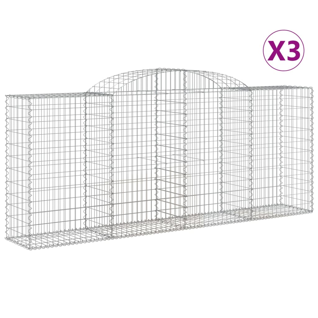 buede gabionkurve 3 stk. 300x50x120/140 cm galvaniseret jern