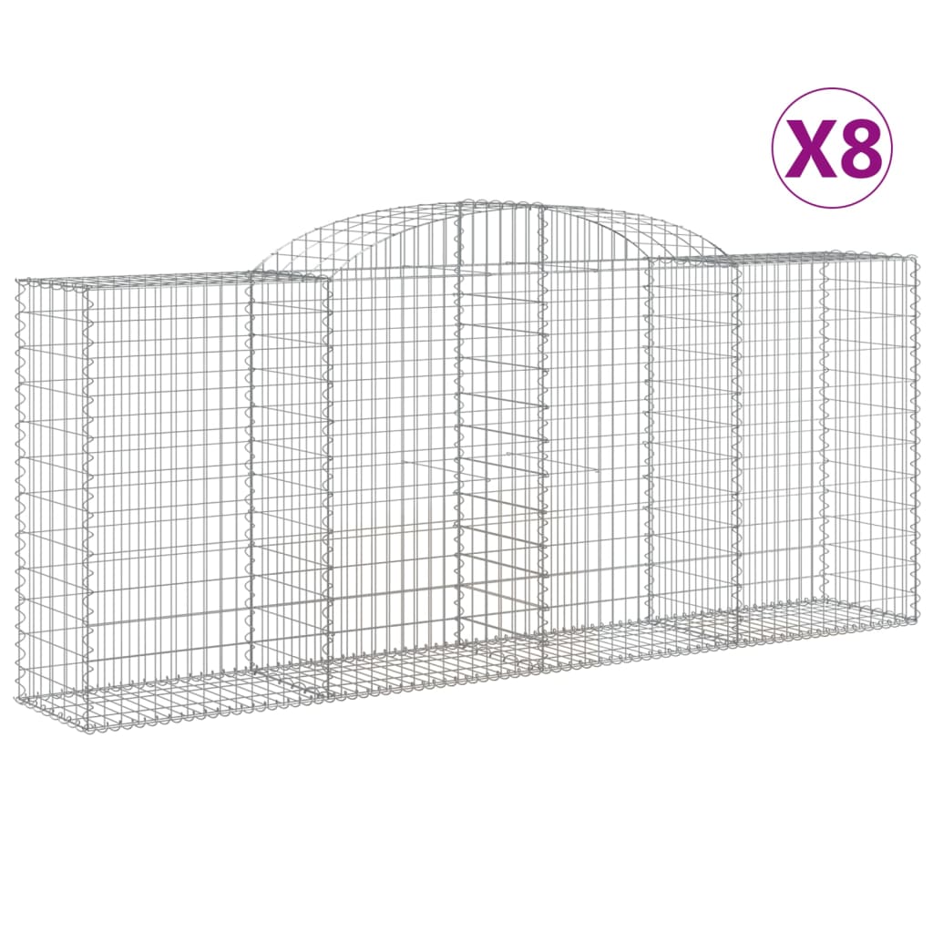 buede gabionkurve 8 stk. 300x50x120/140 cm galvaniseret jern