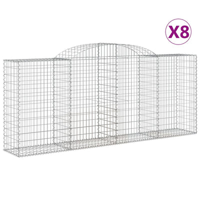 buede gabionkurve 8 stk. 300x50x120/140 cm galvaniseret jern