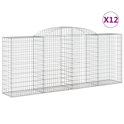 buede gabionkurve 12 stk. 300x50x120/140 cm galvaniseret jern