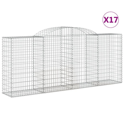 buede gabionkurve 17 stk. 300x50x120/140 cm galvaniseret jern