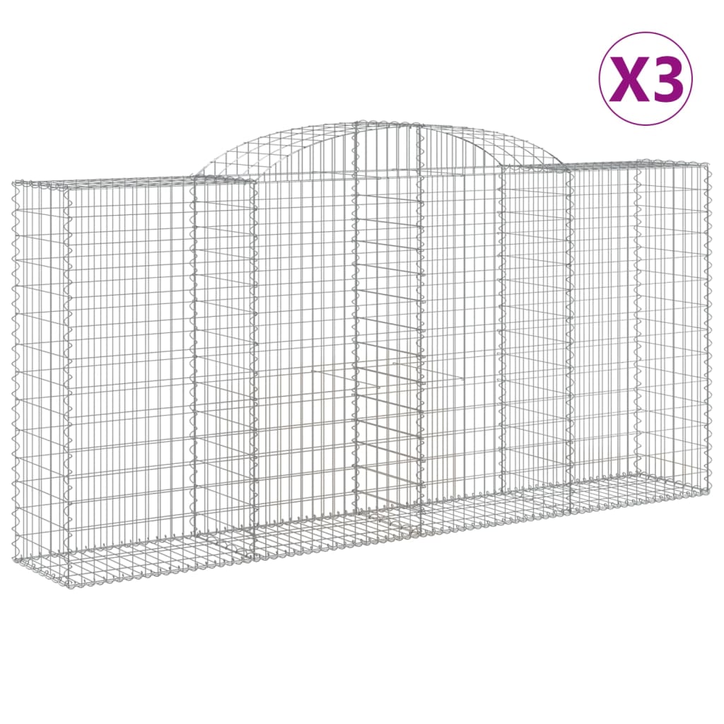 buede gabionkurve 3 stk. 300x50x140/160 cm galvaniseret jern