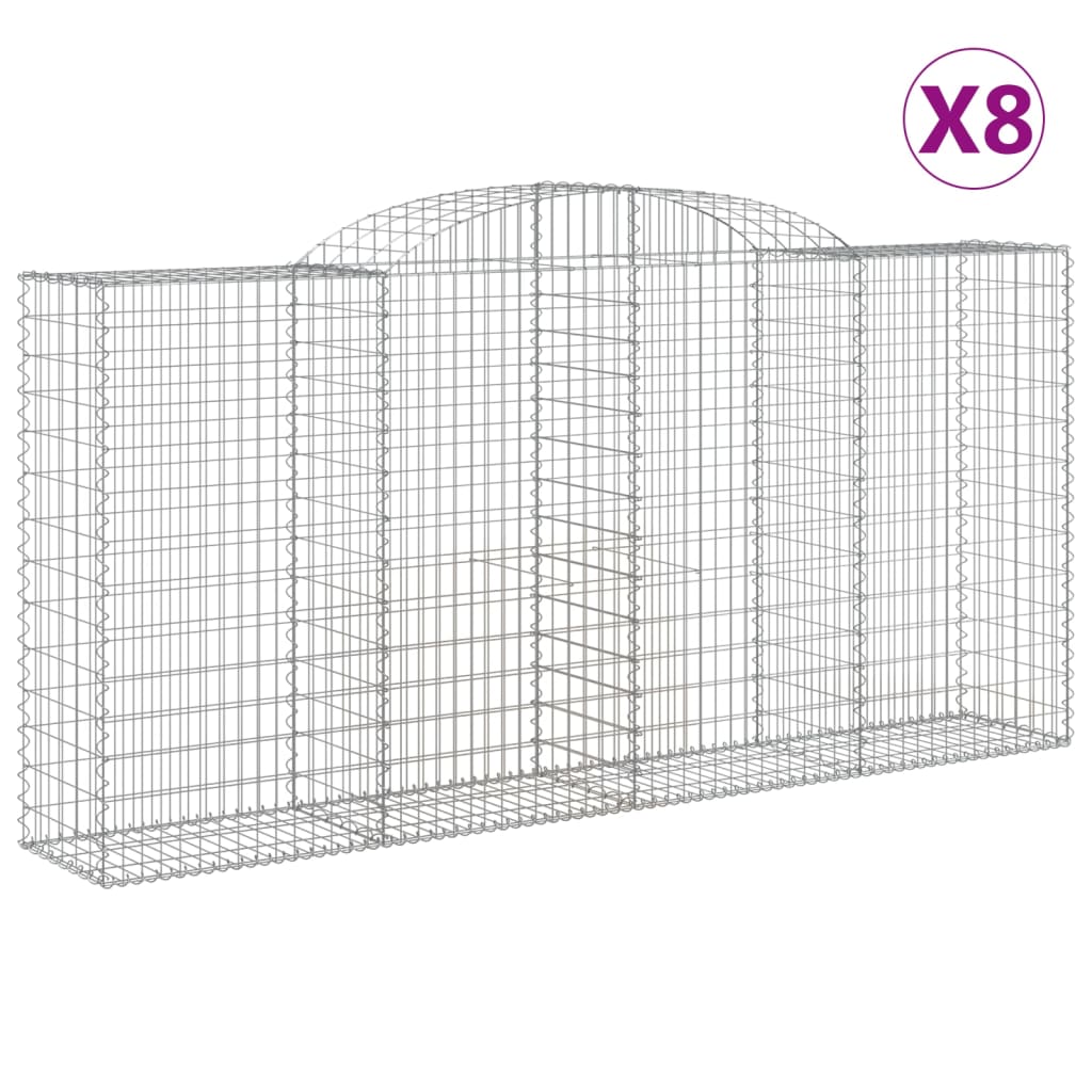 buede gabionkurve 8 stk. 300x50x140/160 cm galvaniseret jern