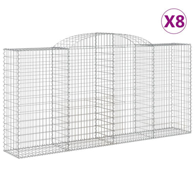 buede gabionkurve 8 stk. 300x50x140/160 cm galvaniseret jern