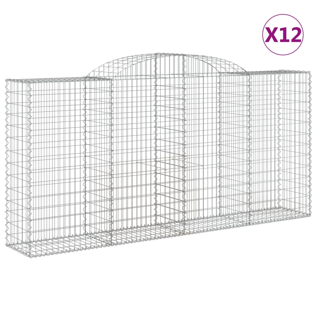 buede gabionkurve 12 stk. 300x50x140/160 cm galvaniseret jern