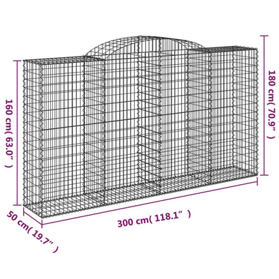 buede gabionkurve 5 stk. 300x50x160/180 cm galvaniseret jern