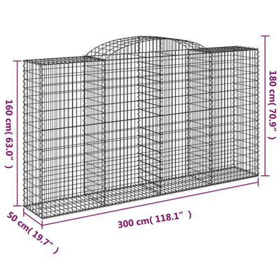 buede gabionkurve 9 stk. 300x50x160/180 cm galvaniseret jern