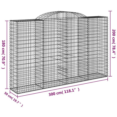 buede gabionkurve 3 stk. 300x50x180/200 cm galvaniseret jern