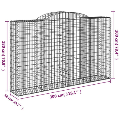 buede gabionkurve 4 stk. 300x50x180/200 cm galvaniseret jern