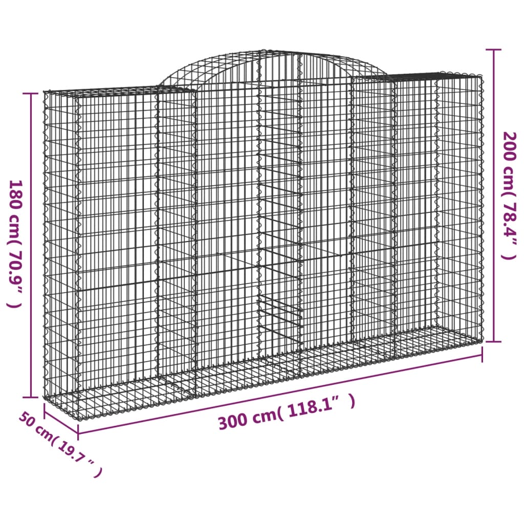 buede gabionkurve 13 stk. 300x50x180/200 cm galvaniseret jern