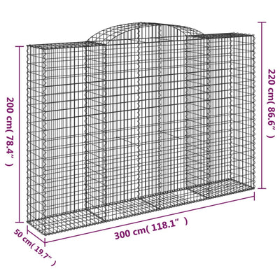 buede gabionkurve 3 stk. 300x50x200/220 cm galvaniseret jern