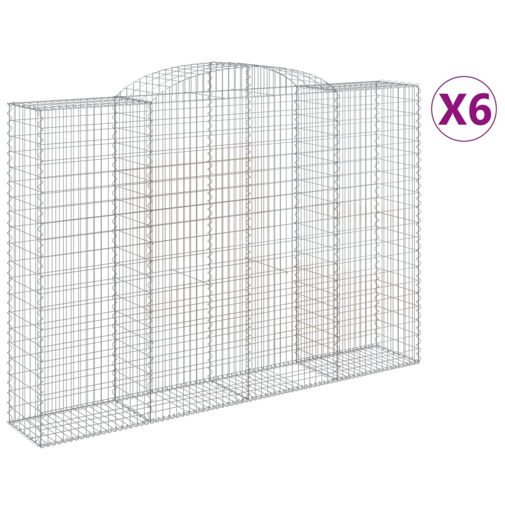 buede gabionkurve 6 stk. 300x50x200/220 cm galvaniseret jern