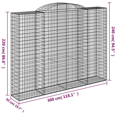 buede gabionkurve 2 stk. 300x50x220/240 cm galvaniseret jern