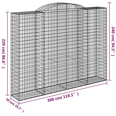 buede gabionkurve 3 stk. 300x50x220/240 cm galvaniseret jern