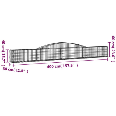 buede gabionkurve 4 stk. 400x30x40/60 cm galvaniseret jern