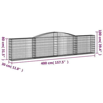 buede gabionkurve 2 stk. 400x30x80/100 cm galvaniseret jern