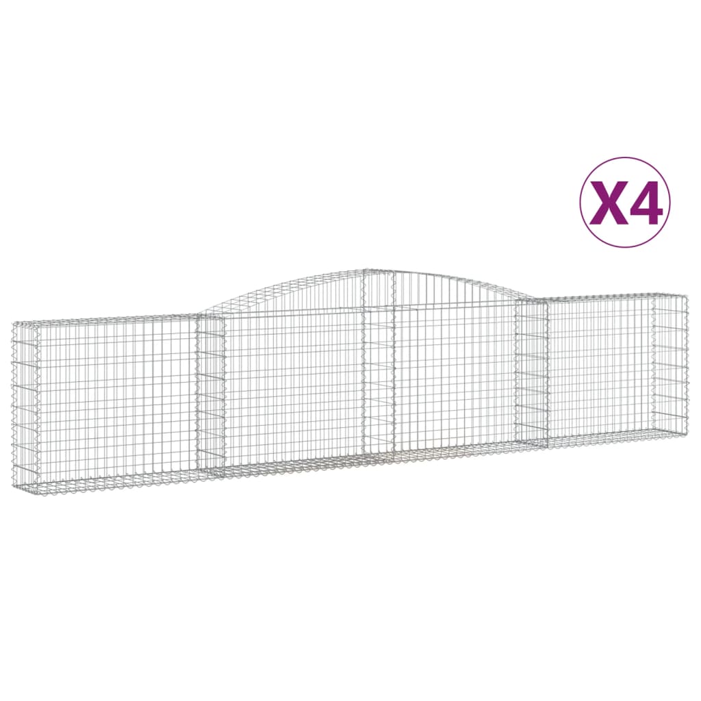 buede gabionkurve 4 stk. 400x30x80/100 cm galvaniseret jern