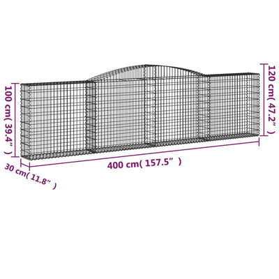 buede gabionkurve 6 stk. 400x30x100/120 cm galvaniseret jern