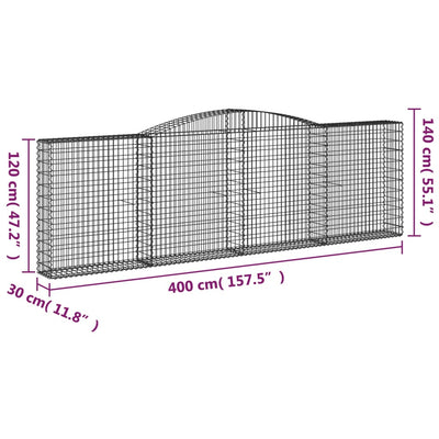 buede gabionkurve 3 stk. 400x30x120/140 cm galvaniseret jern