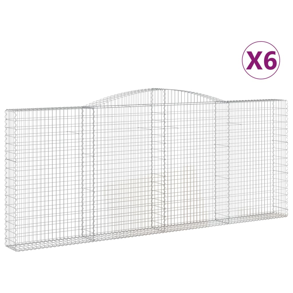 buede gabionkurve 6 stk. 400x30x160/180 cm galvaniseret jern