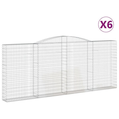 buede gabionkurve 6 stk. 400x30x160/180 cm galvaniseret jern