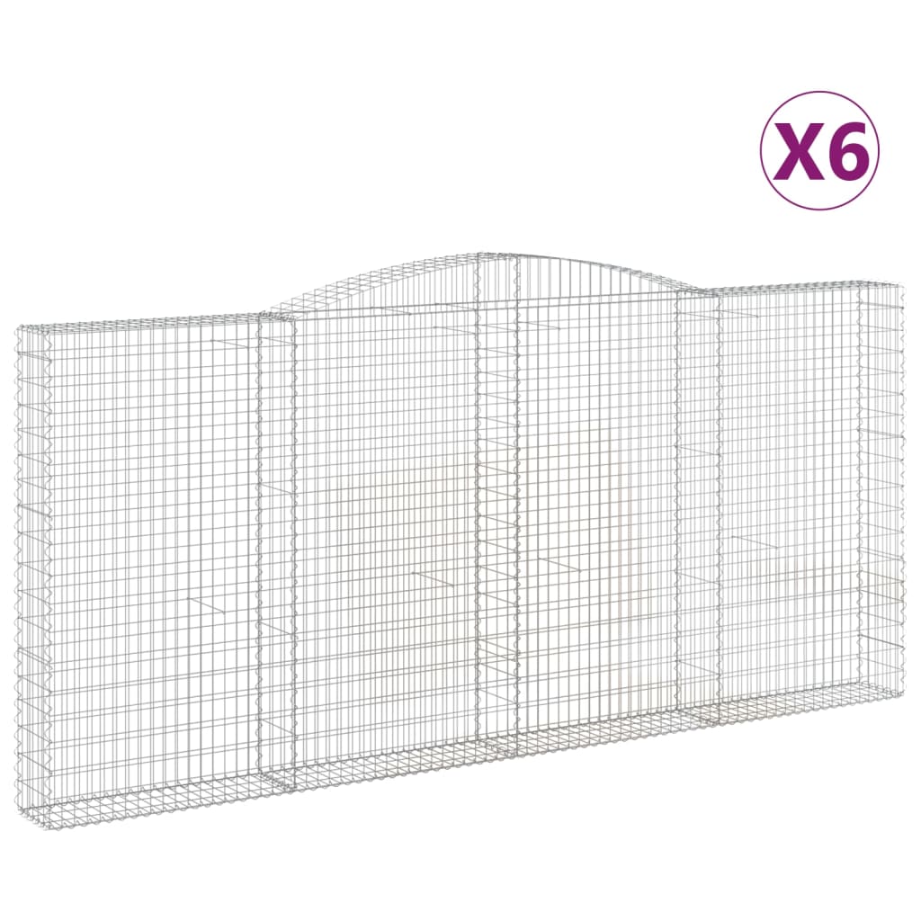 buede gabionkurve 6 stk. 400x30x180/200 cm galvaniseret jern