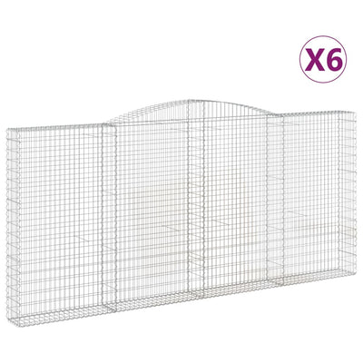 buede gabionkurve 6 stk. 400x30x180/200 cm galvaniseret jern