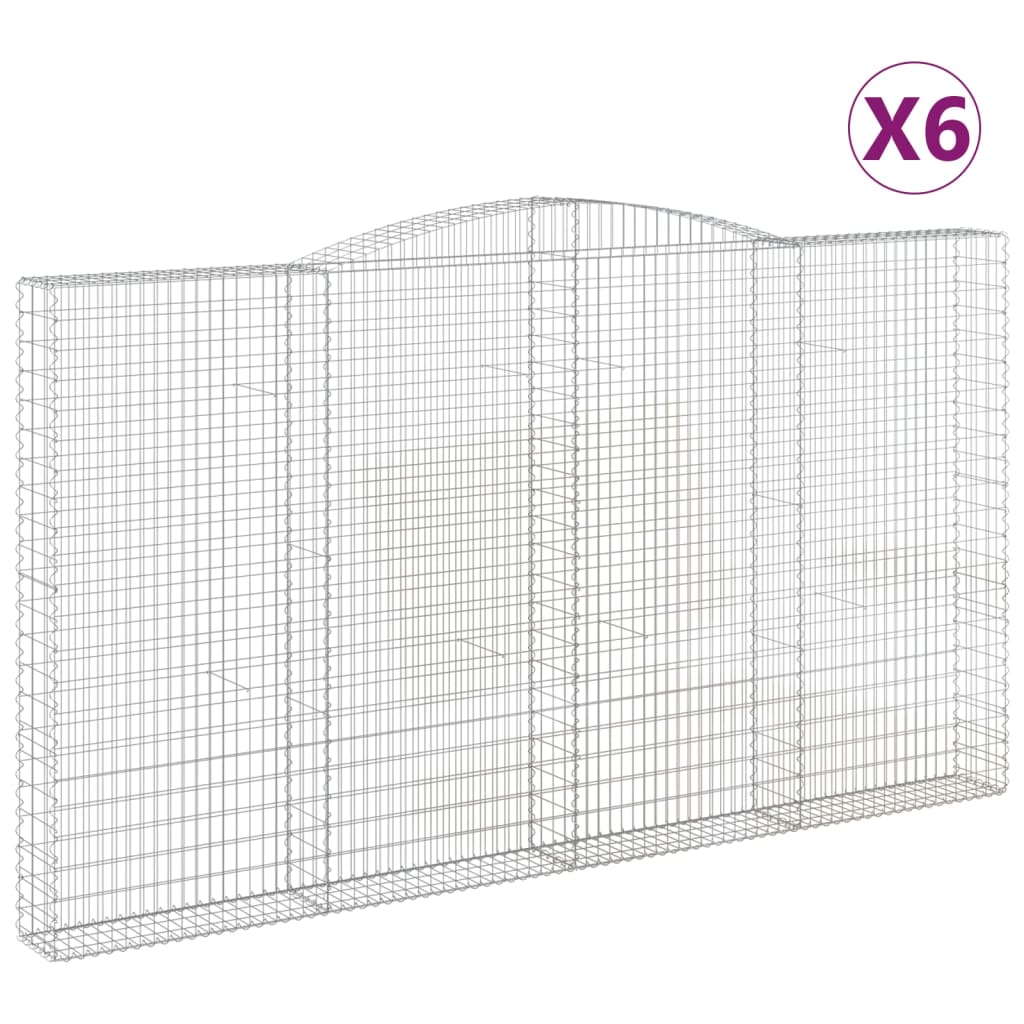 buede gabionkurve 6 stk. 400x30x220/240 cm galvaniseret jern