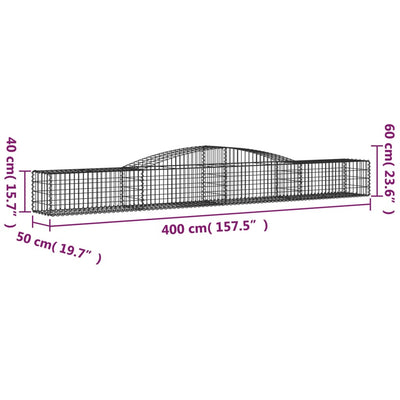 buede gabionkurve 2 stk. 400x50x40/60 cm galvaniseret jern