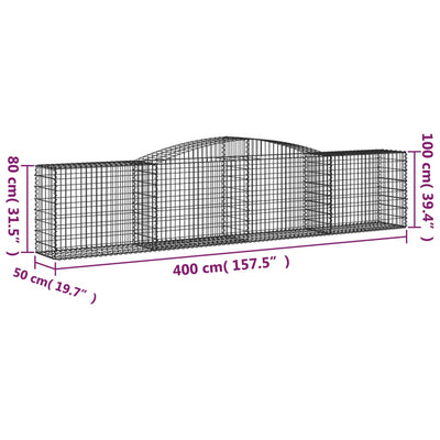 buede gabionkurve 2 stk. 400x50x80/100 cm galvaniseret jern