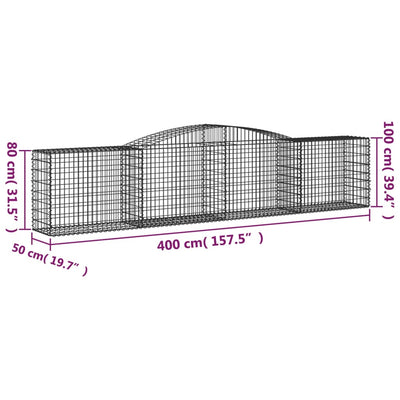 buede gabionkurve 6 stk. 400x50x80/100 cm galvaniseret jern