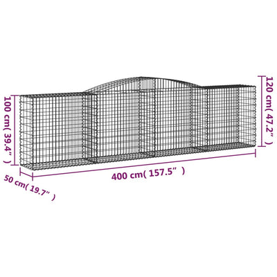 buede gabionkurve 2 stk. 400x50x100/120 cm galvaniseret jern