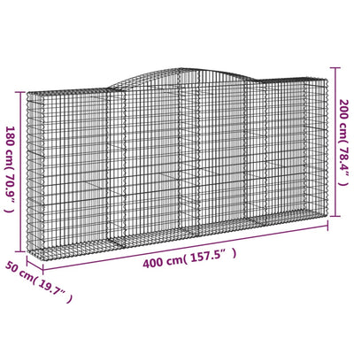 buede gabionkurve 2 stk. 400x50x180/200 cm galvaniseret jern