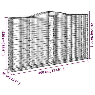 buede gabionkurve 2 stk. 400x50x220/240 cm galvaniseret jern