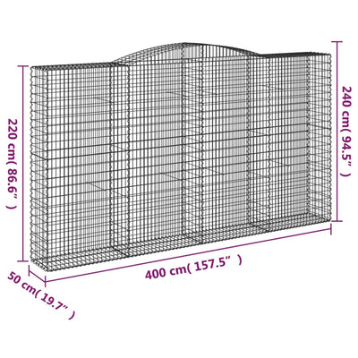 buede gabionkurve 4 stk. 400x50x220/240 cm galvaniseret jern