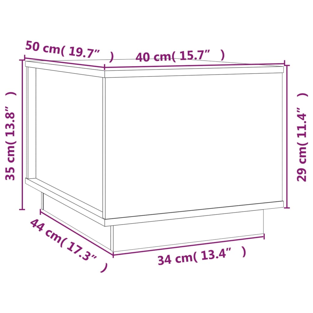 sofabord 40x50x35 cm massivt fyrretræ