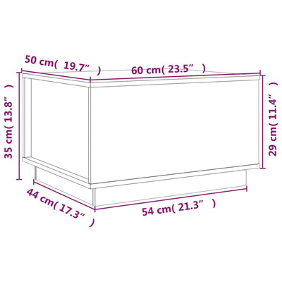 sofabord 60x50x35 cm massivt fyrretræ hvid