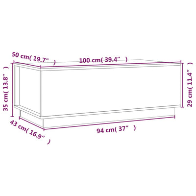 sofabord 100x50x35 cm massivt fyrretræ