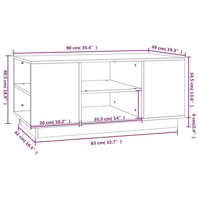 sofabord 90x49x40,5 cm massivt fyrretræ gyldenbrun